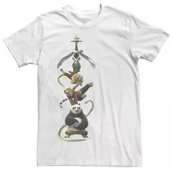 Мужская футболка с портретом Kung Fu Panda Po And The Furious Five Stack Licensed Character