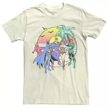 Мужская футболка с портретом «Лига справедливости DC Comics» Sunset Beach Licensed Character