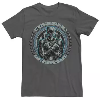 Мужская футболка с портретом Marvel Black Panther Wakanda Forever Circle Licensed Character