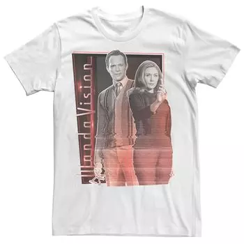 Мужская футболка с портретом Marvel WandaVision Wanda & Vision Glitch