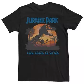 Мужская футболка с портретом «Парк Юрского периода T-Rex Sunset» Licensed Character, черный