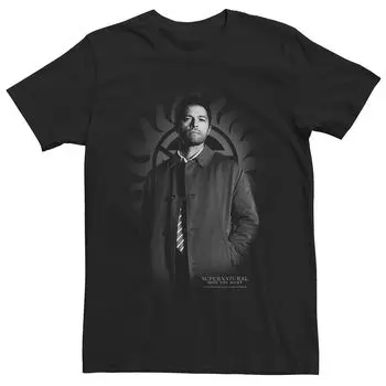 Мужская футболка с портретом Supernatural Castial в оттенках серого Licensed Character