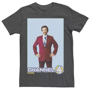 Мужская футболка с портретом телеведущего Ron Burgundy Channel 4 Licensed Character
