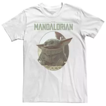 Мужская футболка с портретом The Mandalorian The Child Circle Star Wars, белый