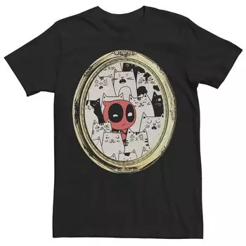 Мужская футболка с портретом в рамке Marvel Deadpool Cats Licensed Character