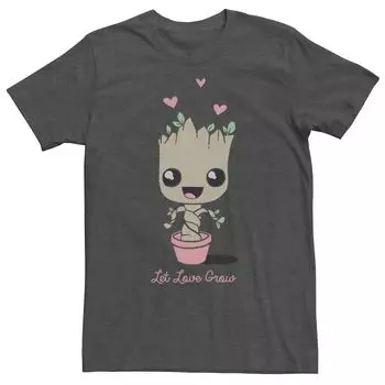 Мужская футболка с портретом в стиле чиби Marvel Groot Let Love Grow Licensed Character