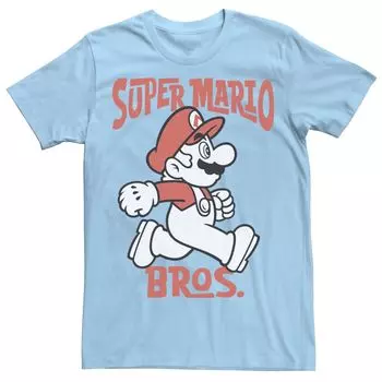 Мужская футболка с портретом в стиле ретро Nintendo Super Mario Bros. Licensed Character, светло-синий