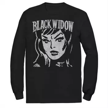 Мужская футболка с портретом в стиле ретро-винтажа Black Widow Marvel