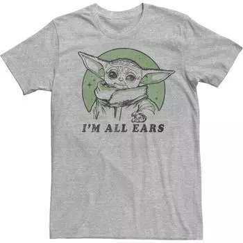 Мужская футболка с портретом «Звездные войны All Ears The Child» или «Baby Yoda» Licensed Character