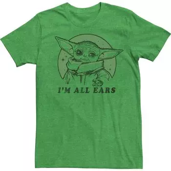Мужская футболка с портретом «Звездные войны All Ears The Child» или «Baby Yoda» Licensed Character