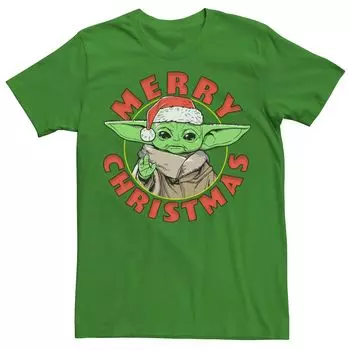 Мужская футболка с портретом «Звездные войны» The Mandalorian Grogu Merry Christmas Licensed Character