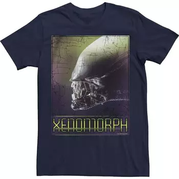 Мужская футболка с постером профиля Alien Xenomorph Licensed Character, темно-синий