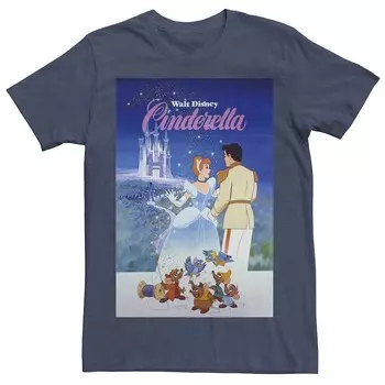 Мужская футболка с постером в стиле ретро Disney's Cinderella, цвет Navy Heather