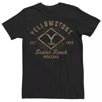Мужская футболка с потертым логотипом Yellowstone Dutton Ranch Licensed Character, черный