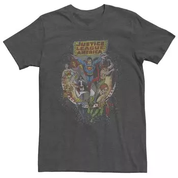 Мужская футболка с потертым плакатом «Лига справедливости» из комиксов DC Comics, групповая фотография Licensed Character