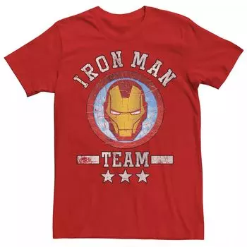 Мужская футболка с потрескавшимся портретом и логотипом команды Marvel Iron Man Team Licensed Character