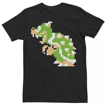 Мужская футболка с поворотом сбоку Nintendo Super Mario Bowser Sprite Licensed Character, черный