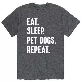 Мужская футболка с повторяющимся рисунком Eat Sleep Pet Dogs Licensed Character
