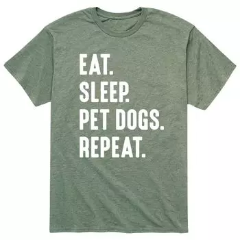 Мужская футболка с повторяющимся рисунком Eat Sleep Pet Dogs Licensed Character