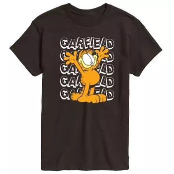 Мужская футболка с повторяющимся рисунком Garfield Licensed Character, цвет Dark Brown