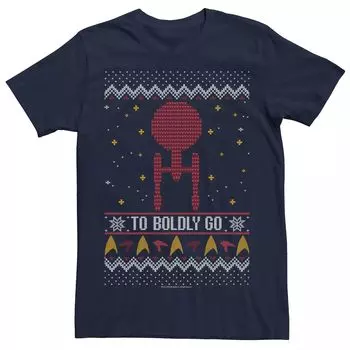 Мужская футболка с праздничным рисунком Star Trek To Boldly Go Licensed Character