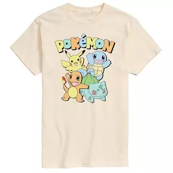 Мужская футболка с приглушенным рисунком Pokemon Licensed Character, бежевый