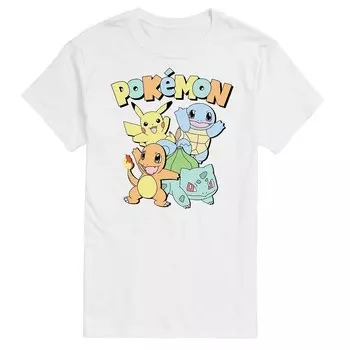 Мужская футболка с приглушенным рисунком Pokemon Licensed Character, белый