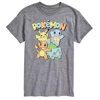 Мужская футболка с приглушенным рисунком Pokemon Licensed Character, цвет Athletic Heather Gray