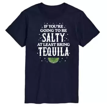 Мужская футболка с принтом "Будь дерзким, принеси текилу" Be Salty Bring Tequila Licensed Character, синий