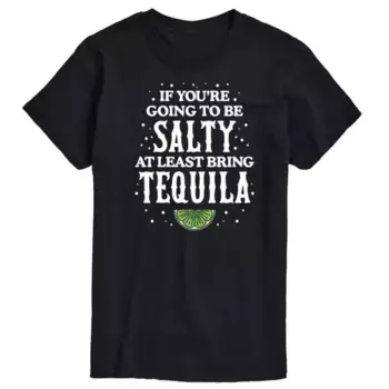 Мужская футболка с принтом "Будь дерзким, принеси текилу" Be Salty Bring Tequila Licensed Character, черный