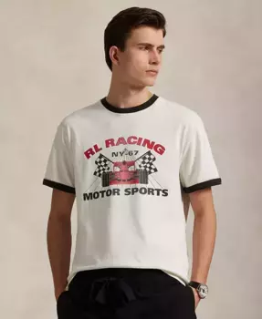 Мужская футболка с принтом Classic-Fit из джерси Polo Ralph Lauren, слоновая кость/кремовый