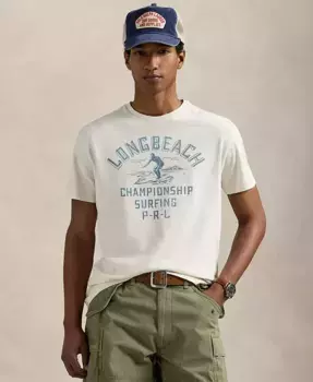 Мужская футболка с принтом Classic-Fit из джерси Polo Ralph Lauren, слоновая кость/кремовый