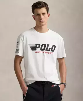 Мужская футболка с принтом Classic-Fit из джерси Polo Ralph Lauren, слоновая кость/кремовый