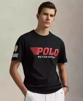 Мужская футболка с принтом Classic-Fit из джерси Polo Ralph Lauren, черный