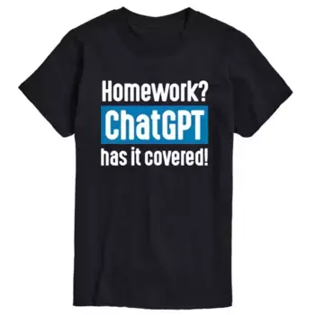 Мужская футболка с принтом «Домашку сделает ChatGPT» Licensed Character, черный