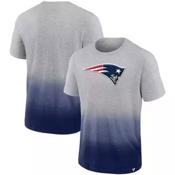 Мужская футболка с принтом Fanatics серого/темно-синего цвета New England Patriots Team с эффектом омбре