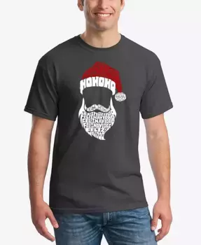 Мужская футболка с принтом "Feliz Navidad Santa Claus Word Art" LA Pop Art, серый