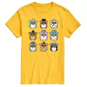 Мужская футболка с принтом Furby Grid от Hasbro, желтый