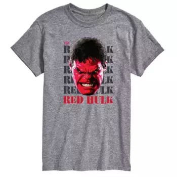 Мужская футболка с принтом головы Red Hulk из фильма "Капитан Америка: Дивный новый мир" Marvel, серый
