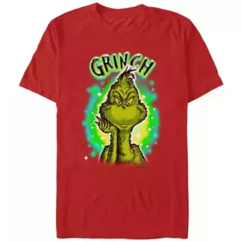Мужская футболка с принтом Гринча из Dr Seuss в стиле аэрографии Licensed Character, красный