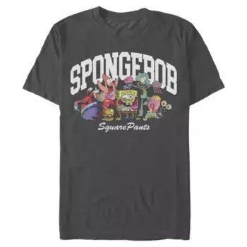 Мужская футболка с принтом группы Crazy Character Sponge Sponge Bob Squarepants Nickelodeon, серый
