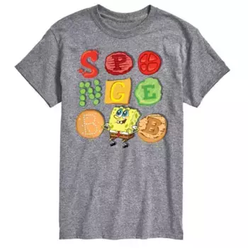 Мужская футболка с принтом «Губка Боб Квадратные Штаны», «Пэтти», «Приправы» Nickelodeon, серый