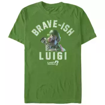 Мужская футболка с принтом "Храбренький Луиджи" из Luigi's Mansion 3 Licensed Character, цвет kelly