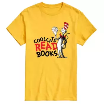 Мужская футболка с принтом "Классные коты читают книги" по мотивам "Кота в шляге" доктора Сьюза Licensed Character, желтый