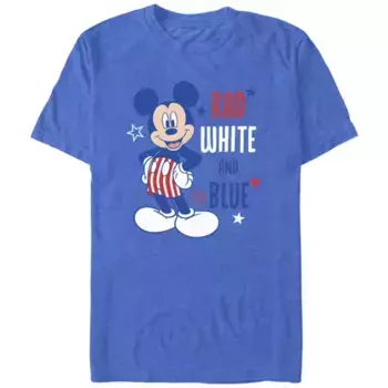 Мужская футболка с принтом Микки Мауса, белая и синяя Disney, синий