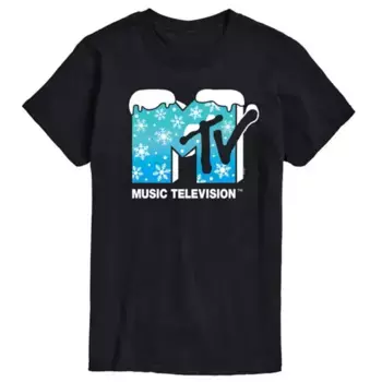 Мужская футболка с принтом MTV в виде снежинок Licensed Character, черный