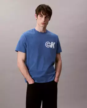 Мужская футболка с принтом на груди и спине Calvin Klein Jeans, синий