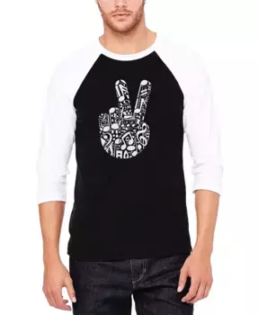 Мужская футболка с принтом "Peace Finger Notes" реглан в стиле бейсболки LA Pop Art, мультиколор