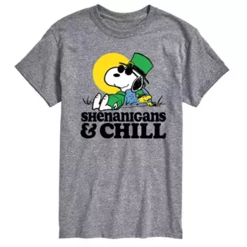 Мужская футболка с принтом «Peanuts Shenanigans» Licensed Character, серый