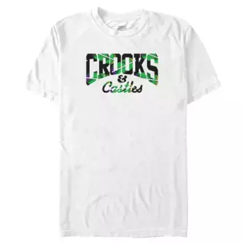 Мужская футболка с принтом перьев и логотипа Crooks and Castle Licensed Character, белый